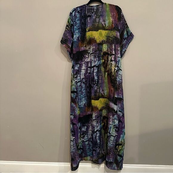 LUCKY & COCO Swimsuit Coverup Women Size Medium Tunic Beaded Boho Poncho Maxi - Picture 6 of 9